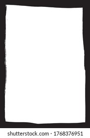 Marco de tinta dibujado a mano real. Color negro. Alrededor del papel hasta los bordes. Aislado sobre fondo blanco. Vector.