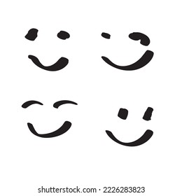 Real hand drawn smile set isolated on white