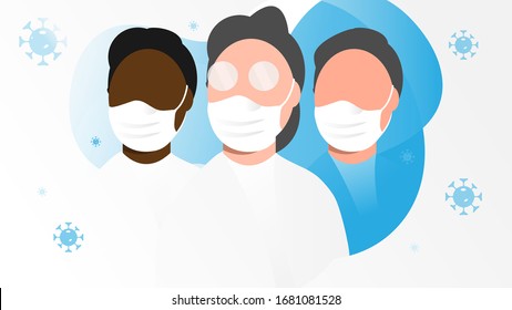 The real heroes of the coronavirus crisis. Thank you to the doctors, nurses, paramedics, 
researchers and all frontline workers. Covid-19 outbreak, Vector Illustration