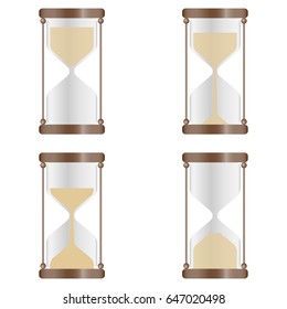A real hourglass. Flat design, vector illustration, vector.