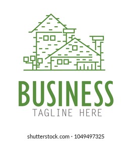 Real House logo design. Green house logo. Building, house illustration.