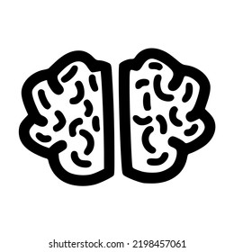 real human brain top view lineart vector illustration icon design with doodle hand drawn style