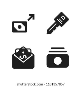 real icon. 4 real vector icons set. money and key icons for web and design about real theme