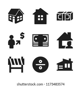 real icon. 9 real vector icons set. construction, house and home icons for web and design about real theme