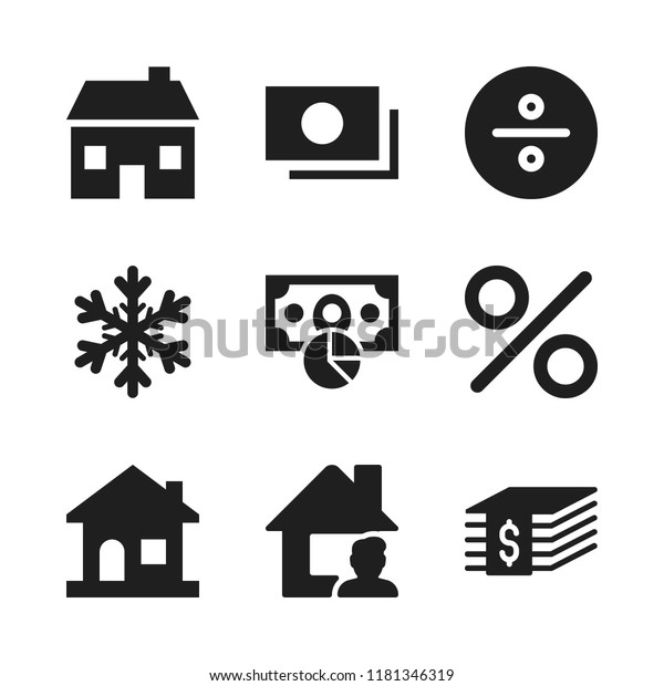 real icon. 9\
real vector icons set. home, percentage sign and money icons for\
web and design about real\
theme