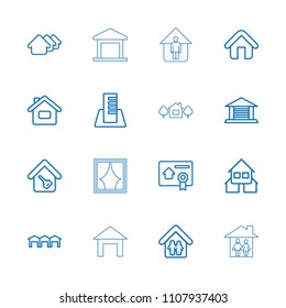 Real icon. collection of 16 real outline icons such as house, home, house building, home key, building, garage. editable real icons for web and mobile.