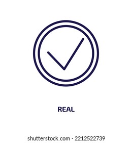 real icon from cryptocurrency collection. Thin linear real, business, structure outline icon isolated on white background. Line vector real sign, symbol for web and mobile
