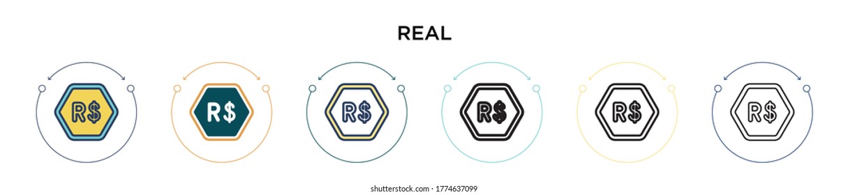 Real icon in filled, thin line, outline and stroke style. Vector illustration of two colored and black real vector icons designs can be used for mobile, ui, web