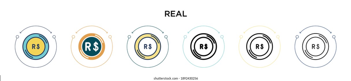 Real icon in filled, thin line, outline and stroke style. Vector illustration of two colored and black real vector icons designs can be used for mobile, ui, web