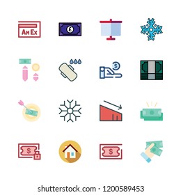real icon set. vector set about money, house, american express and white board icons set.