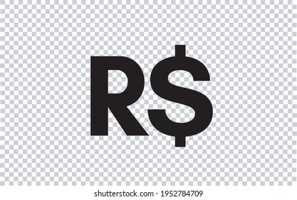 Real icon symbol coin. Brazilian money currency. Vector Illustration. Transparent background. EPS 10.