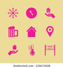 real icon. real vector icons set sale sign, snowflake, key and house location