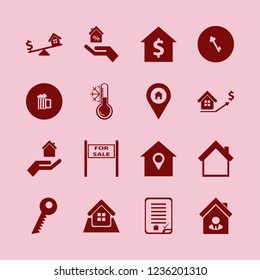 real icon. real vector icons set temperature snowflake, key, dollar house scales and real estate prices growth