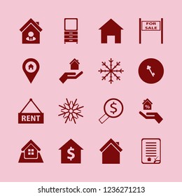real icon. real vector icons set house rent, snowflake, house seller and home