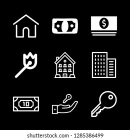 real icons set with home, house key and key vector set