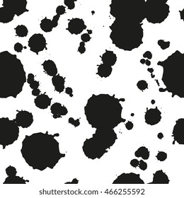 Real Ink stain texture and paint drops- seamless pattern, colorful splashes on white background. Creative modern design for textile, paper, print.