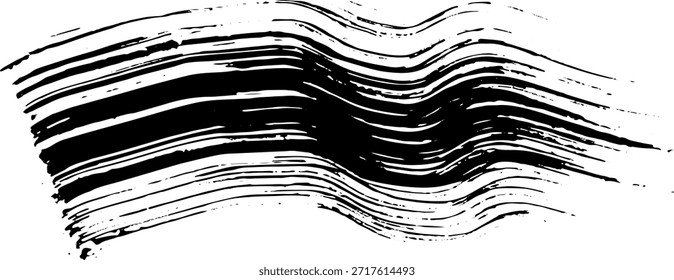 Ilustração de traçado de grunge de pincel seco de onda de tinta real.
