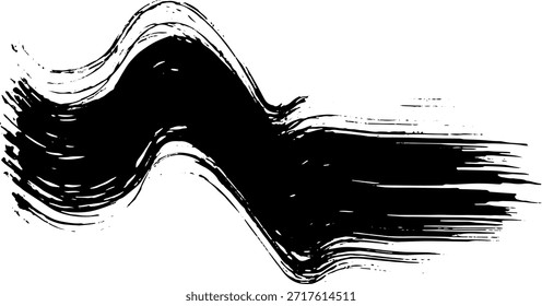 Real Ink Wave Dry Brush Grunge Stroke Illustration.