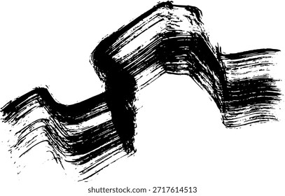 Ilustração de traçado de grunge de pincel seco de onda de tinta real.