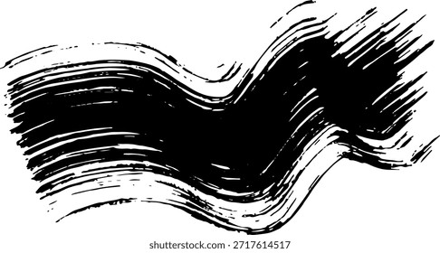 Real Ink Wave Dry Brush Grunge Stroke Illustration.