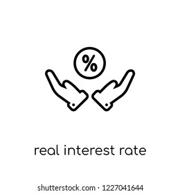 Real interest rate icon. Trendy modern flat linear vector Real interest rate icon on white background from thin line business collection, editable outline stroke vector illustration