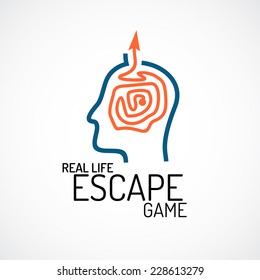 Real life escape quest game logo template