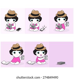 Real Life With Smart Phone character illustration