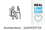 real line icon symbol of ergonomics office chair posture proper employee back body position for spine and neck care human stickman or stick figure pose on adjustable desk as black light stroke vector