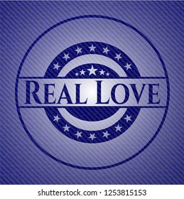 Real Love emblem with jean texture
