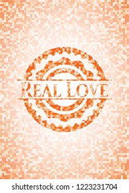 Real Love orange mosaic emblem with background