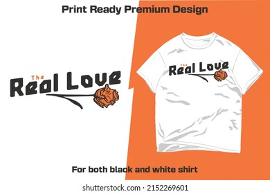 The Real Love Vintage Rose Print-Ready Vector