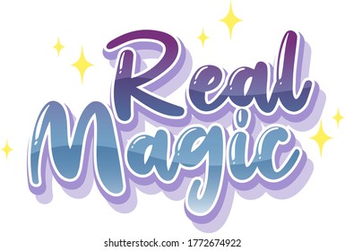 Real magic logo in pastel color with sparkling illustration