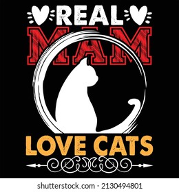 Real Man Love Cats T-Shirt Design, vector file.