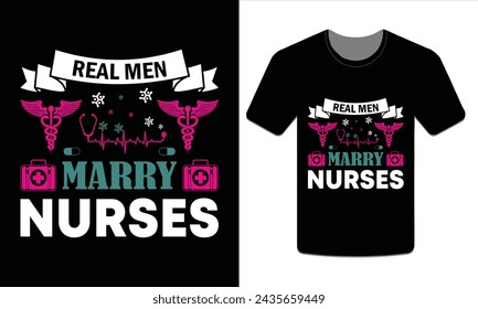 Los hombres reales se casan con las enfermeras camiseta Vector Art