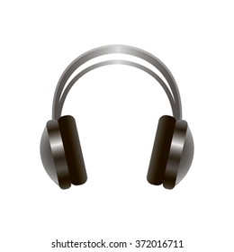 Real metal headphones. Icon. Vector illustration, isolated on a light background