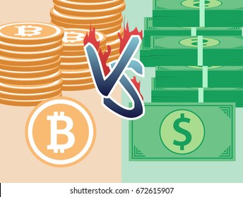 Real money vs Bitcoin virtual money