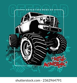 Real monster off-road truck car, vector illustration