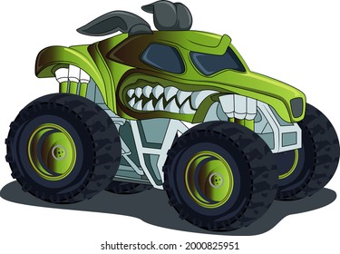 the real monster truck hand drawing illustration