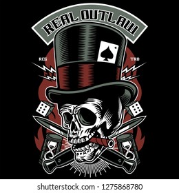 
Real Outlaw Skull  Tshirt Design