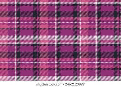 Real plaid fabric check, reel pattern texture tartan. Close up textile background seamless vector in plum and dark colors.