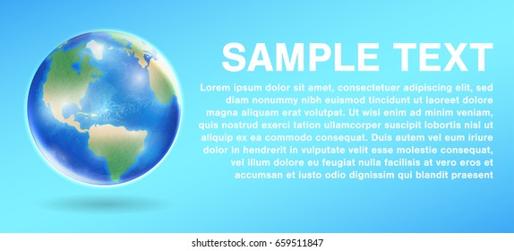 real planet earth globe  on a blue background