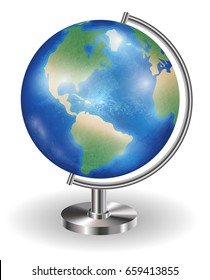 real planet earth globe with steel stand