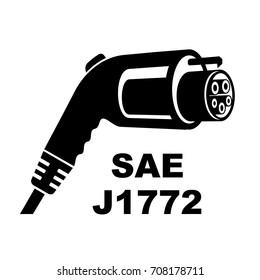 Real plug for charging car from 5 pins. International standart for plugs put in battery for charge electric car vector illustration. Icon for web and print designr.