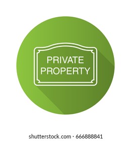 Real property sign. Flat linear long shadow icon. Property ownership. Vector outline symbol