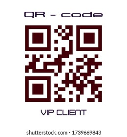 Real QR code sale - VIP CLIENT. Vector logo, sticker for a store, website or app, flat design
