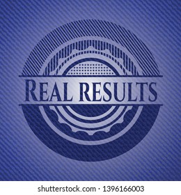 Real results with denim texture. Vector Illustration. Detailed.
