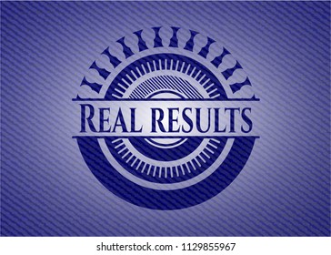 Real results emblem with jean high quality background