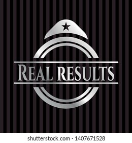 Real results silver badge. Vector Illustration. Mosaic.