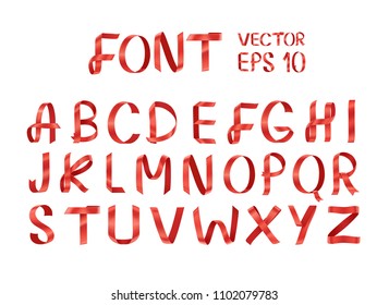 Real Ribbon Font .Vector Of Ribbon Font.