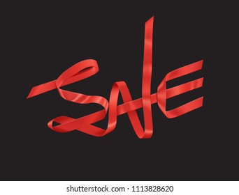 Real ribbon font .Vector of ribbon font.